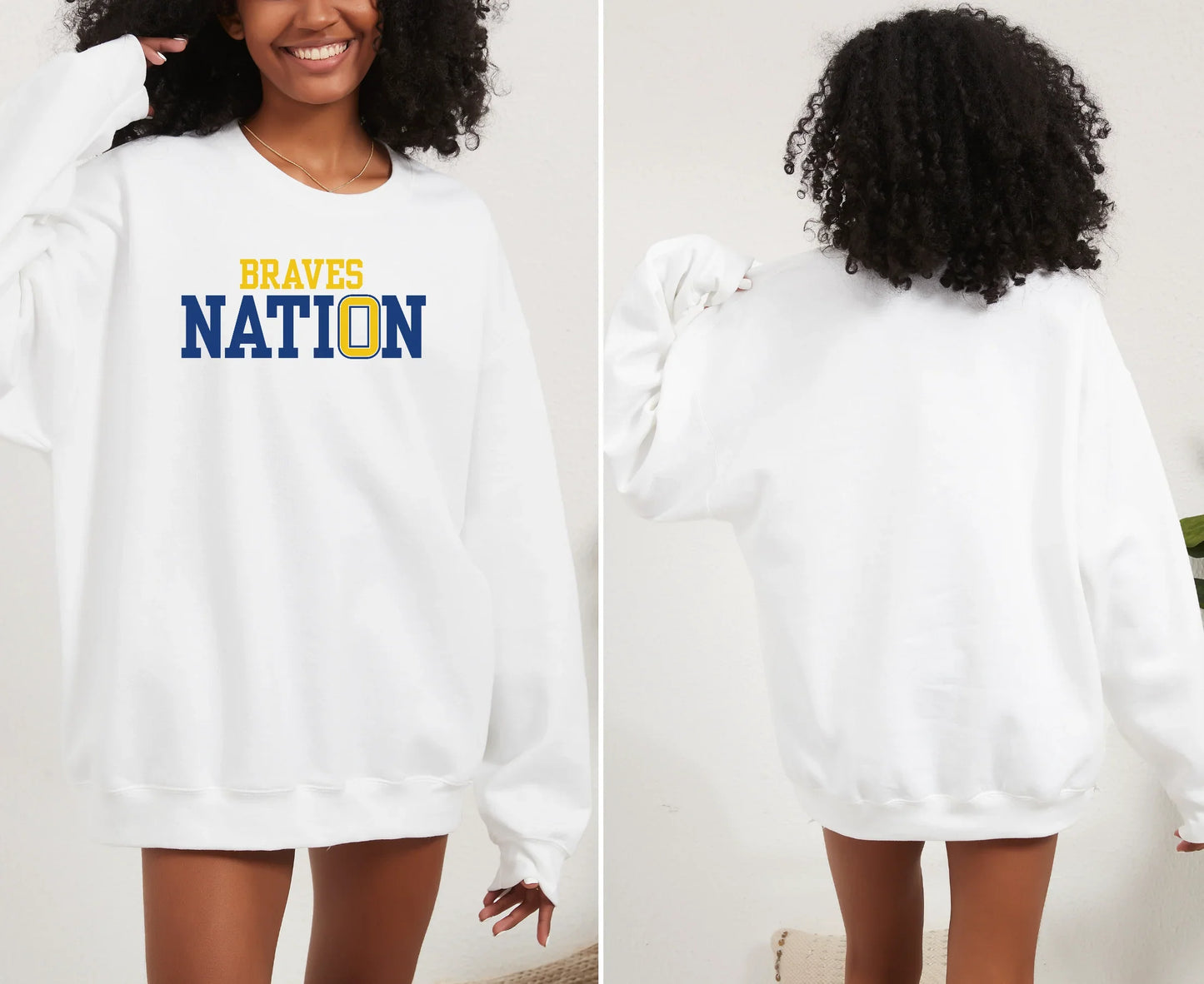 "Braves Nation" Gildan Heavy Blend Crew Sweatshirt - Varsity92