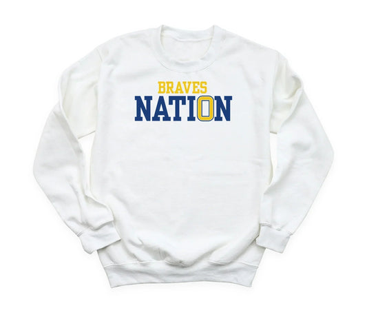 "Braves Nation" Gildan Youth Heavy Blend Crew Sweatshirt - Varsity92