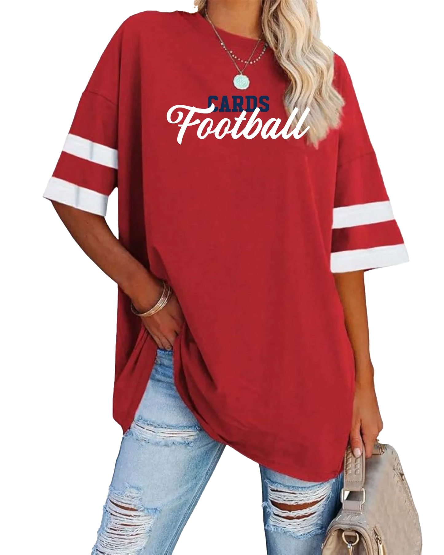 “Cards Football” Women’s Loose Fit Football Tee - Varsity92