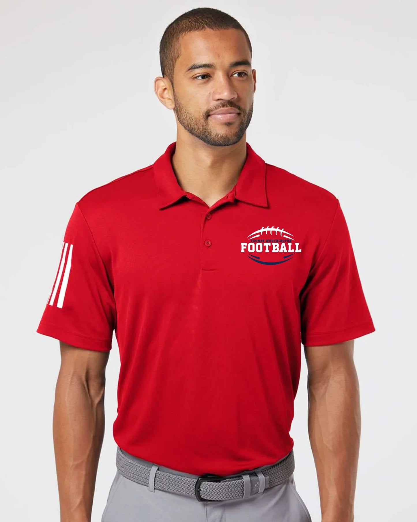 “TW Football” Embroidered Men’s Adidas Polo