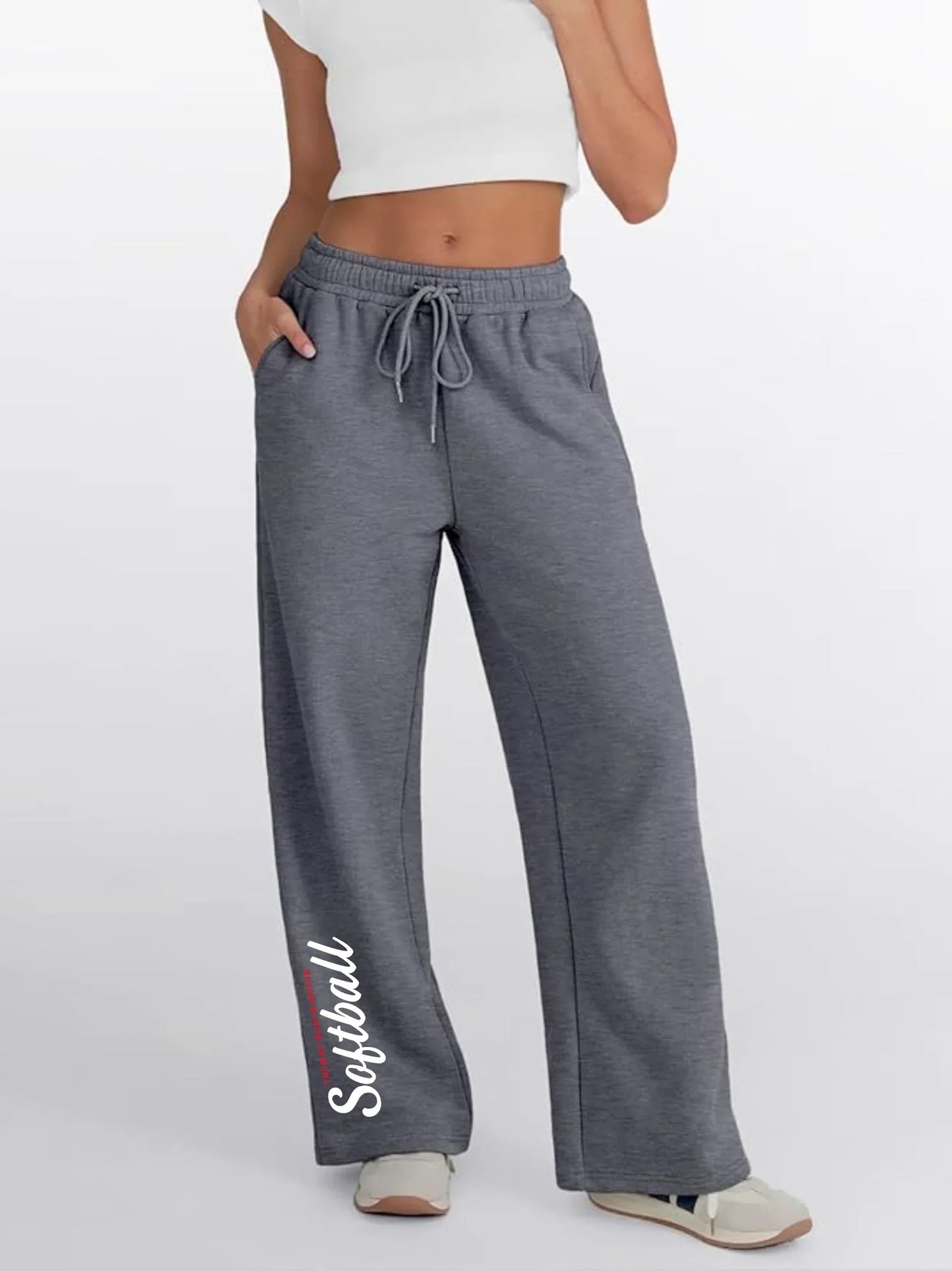 TWHS Softball Fleece Wide-Leg Women’s Sweatpants - Varsity92