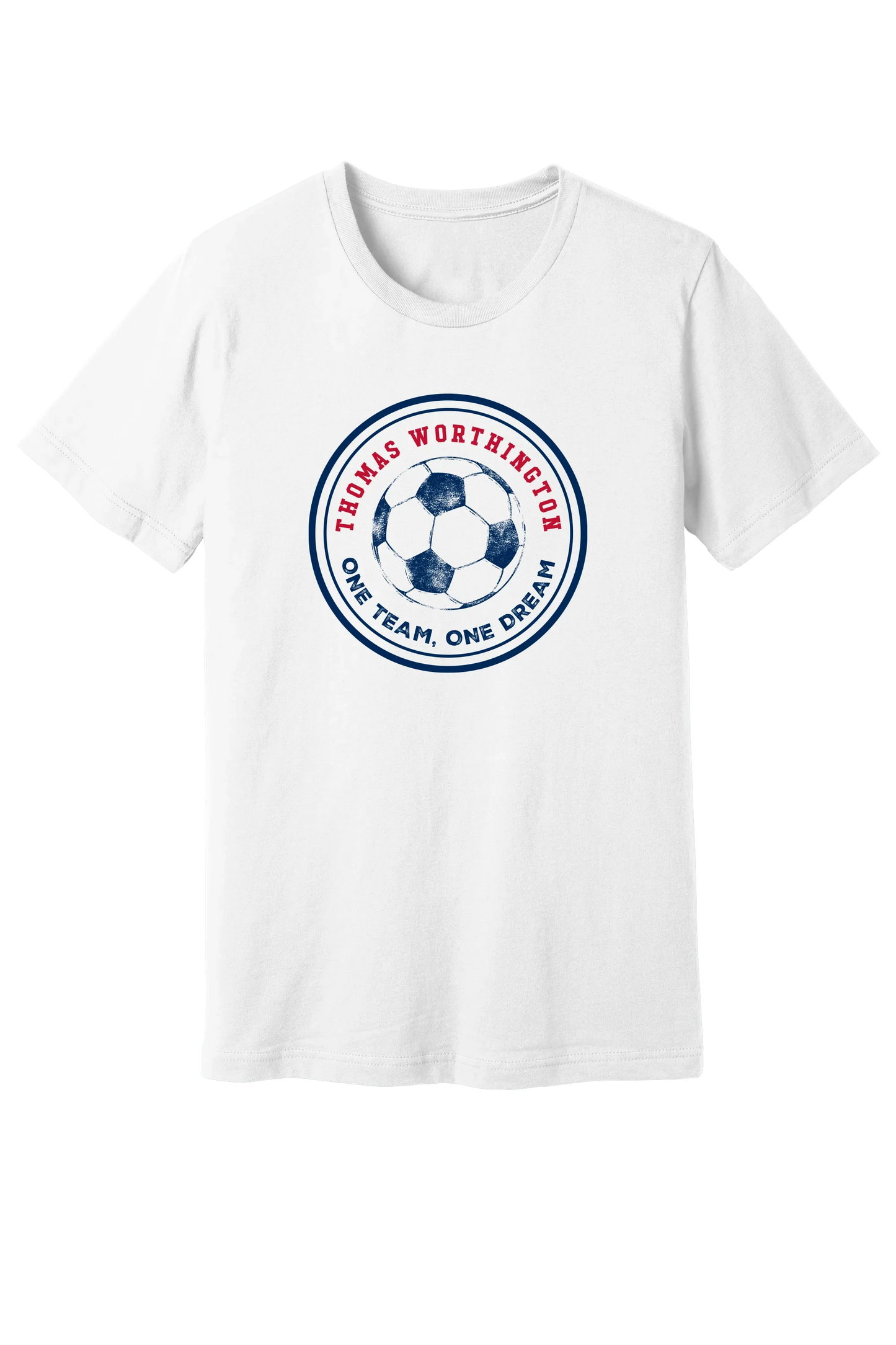 "Thomas Worthington One Team, One Dream" Soccer Gildan Softstyle Comfort Unisex Tee - Varsity92