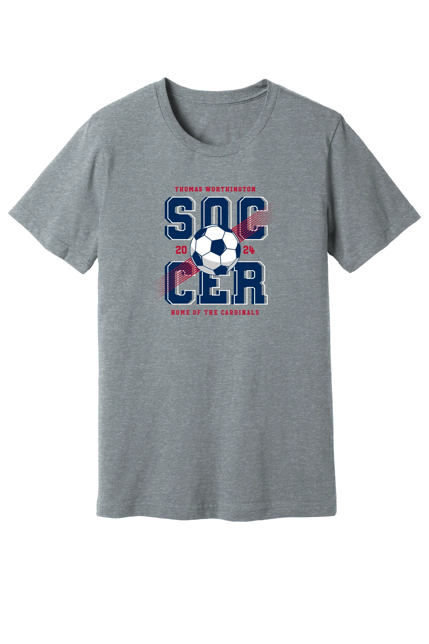 "Thomas Worthington Soccer: Home of the Cardinals" Gildan Softstyle Comfort Unisex Tee - Varsity92