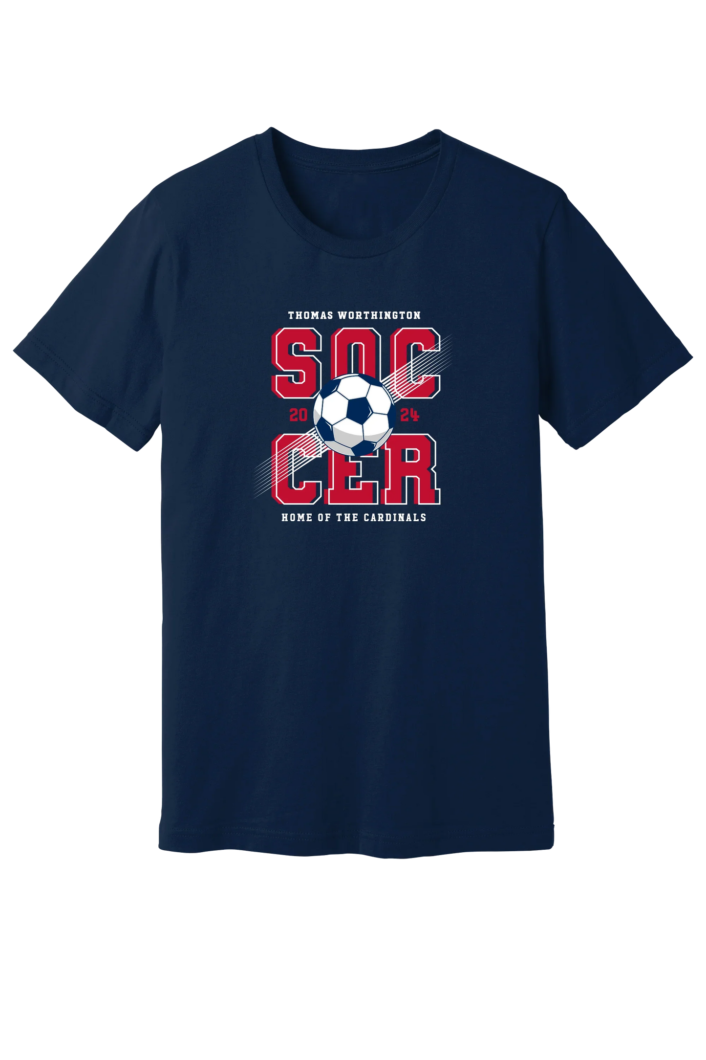 "Thomas Worthington Soccer: Home of the Cardinals" Gildan Softstyle Comfort Unisex Tee - Varsity92