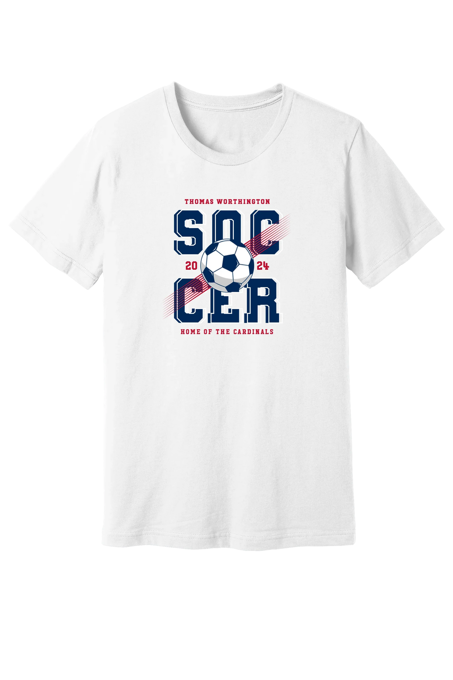 "Thomas Worthington Soccer: Home of the Cardinals" Gildan Softstyle Comfort Unisex Tee - Varsity92