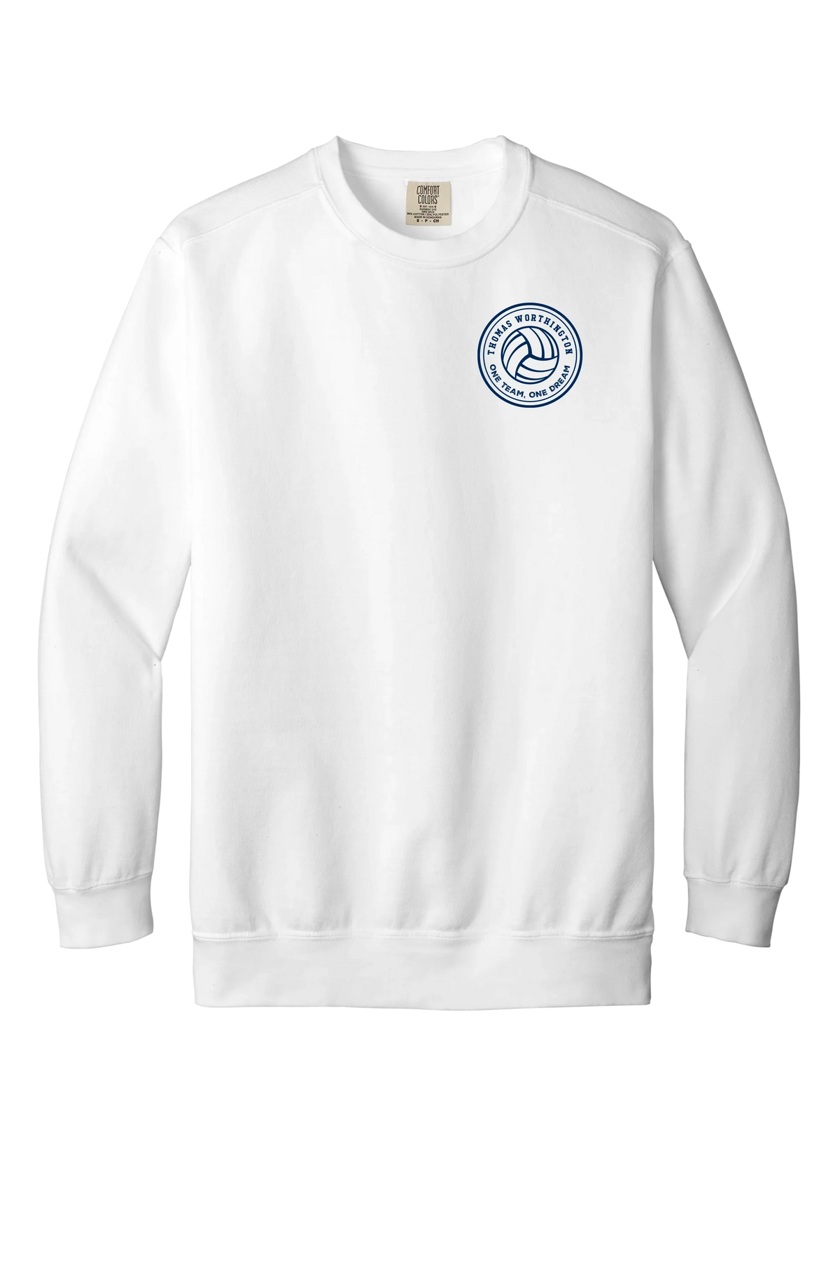 "Thomas Worthington One Team, One Dream" Volleyball Comfort Colors Unisex Vintage Sweatshirt - Varsity92