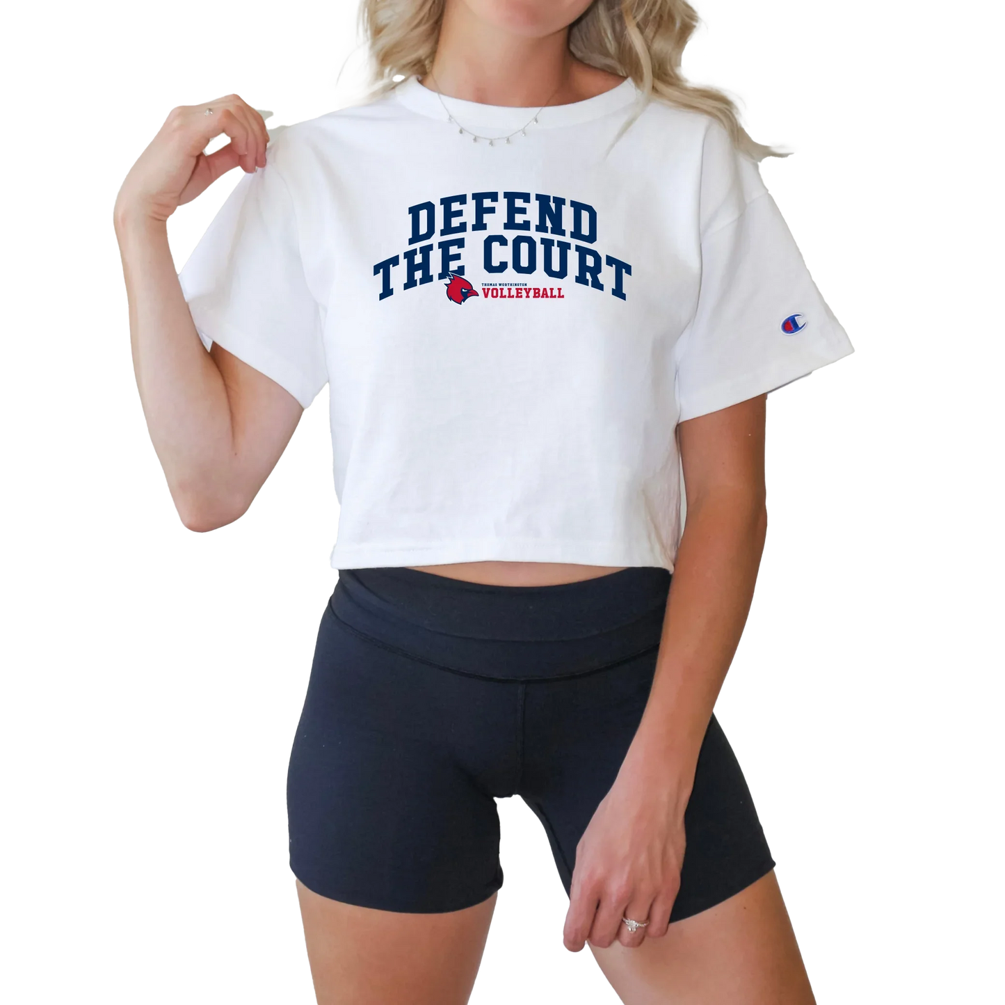 Women's Thomas Worthington "Defend the Court" Champion Boxy Fit Crop Tee - Varsity92