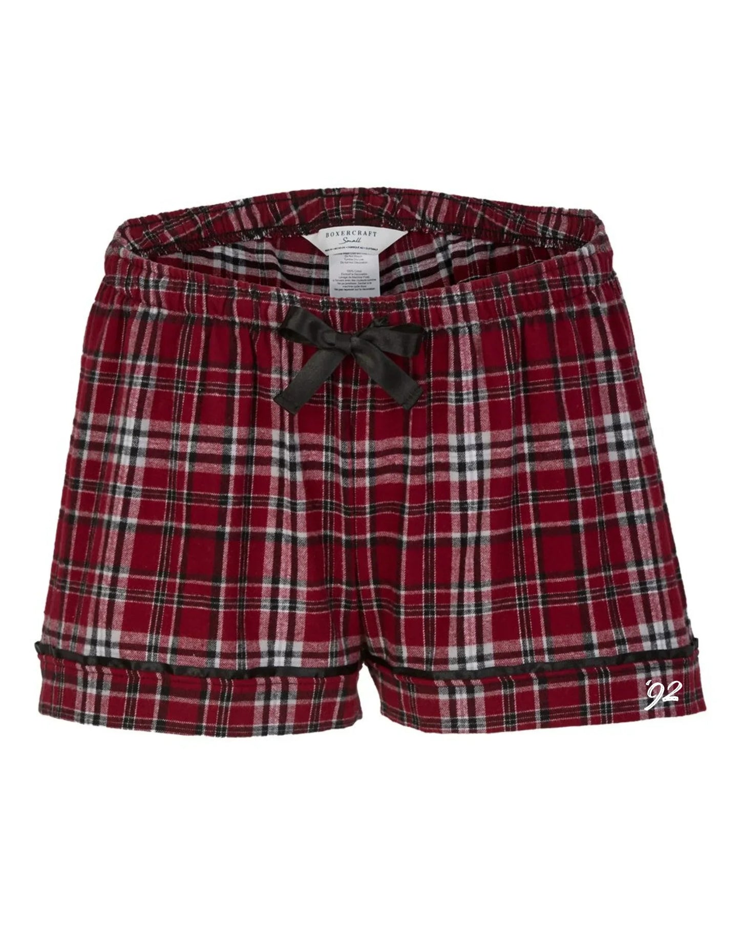 ‘92 Women’s Plaid Flannel Shorts Garnet - Varsity92