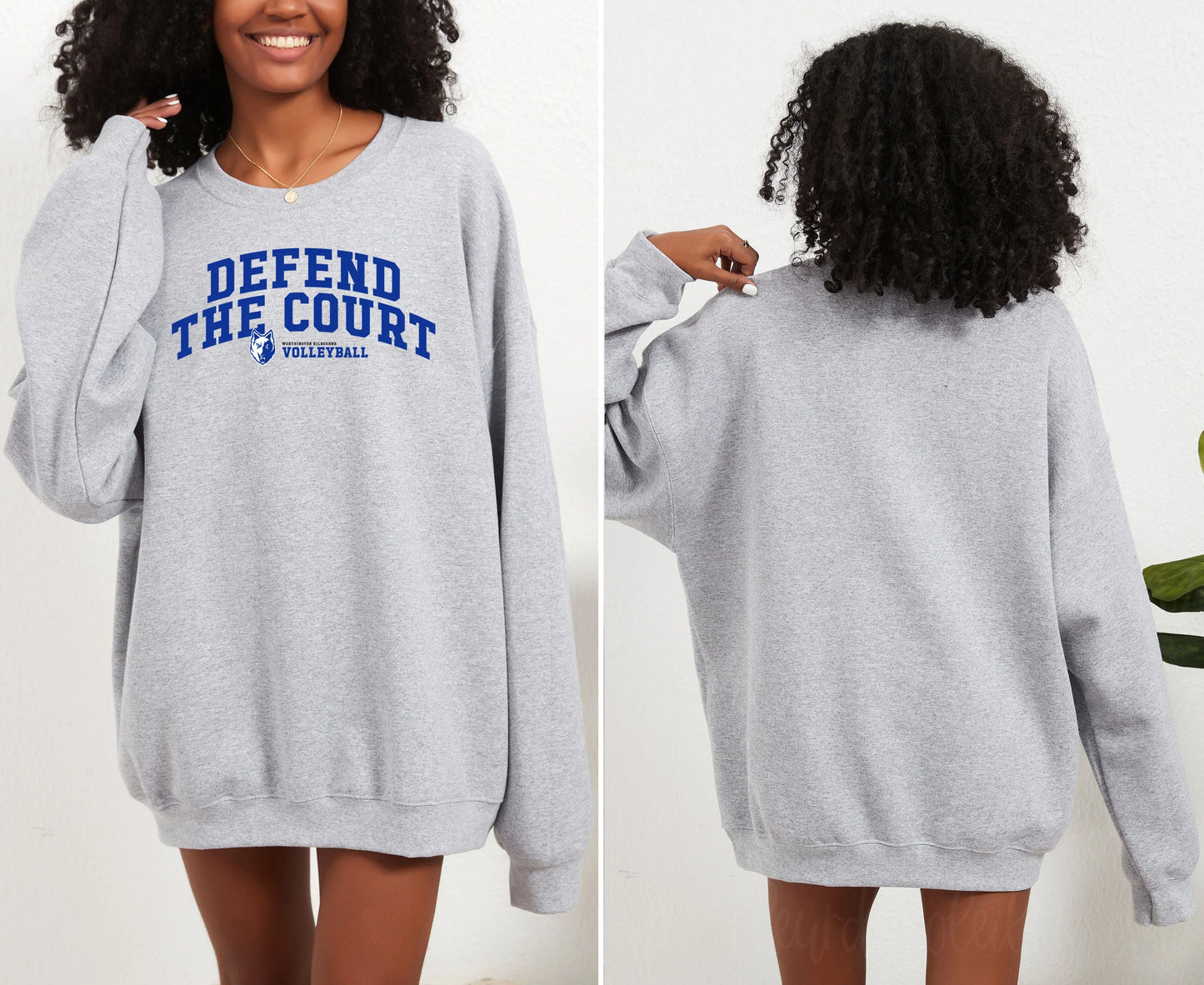 Women's Worthington Kilbourne "Defend The Court" Gildan Heavy Blend Crew Sweatshirt - Varsity92