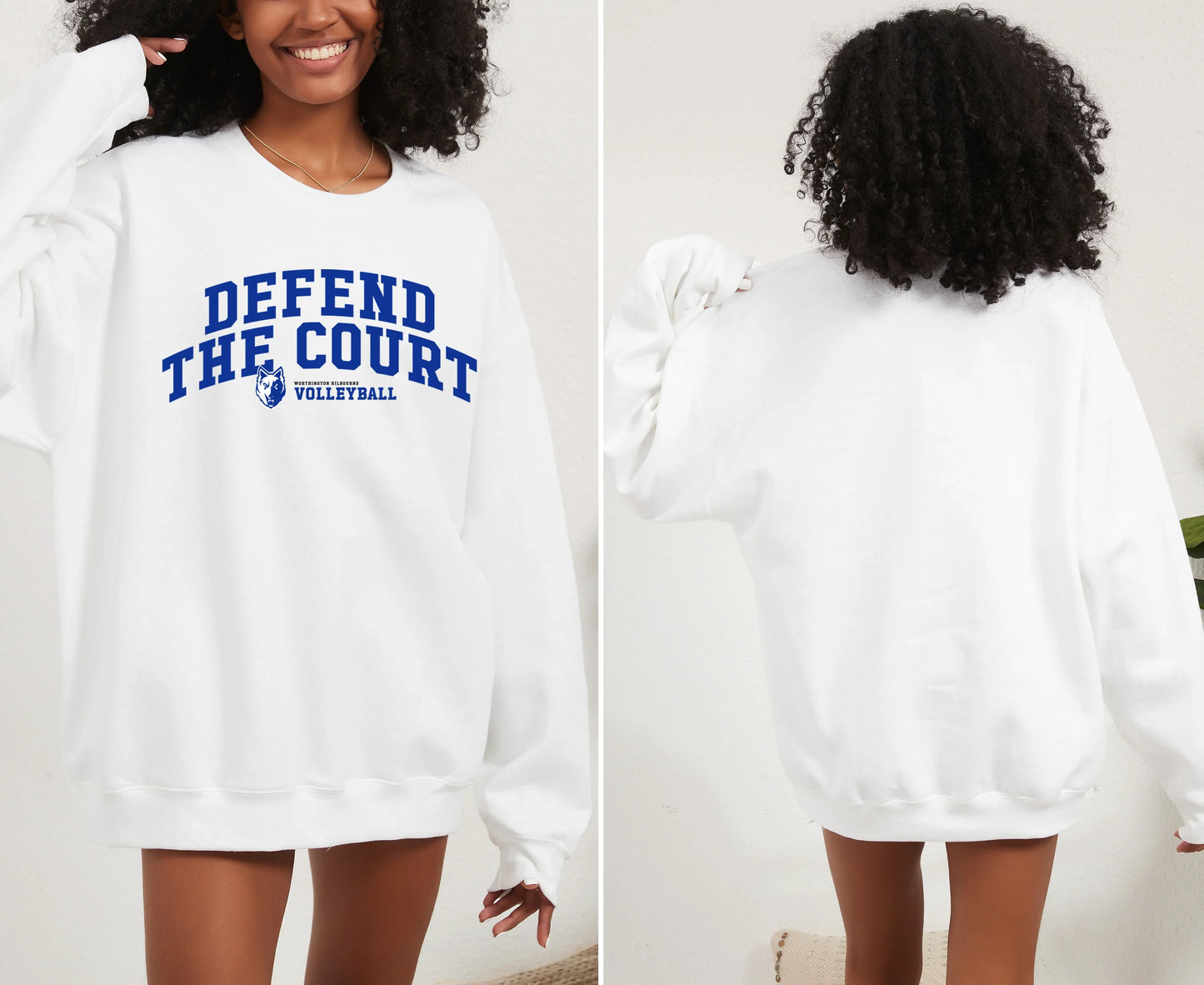 Women's Worthington Kilbourne "Defend The Court" Gildan Heavy Blend Crew Sweatshirt - Varsity92