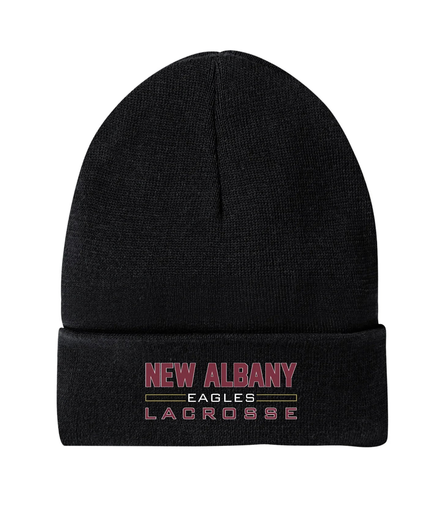 "New Albany Eagles Lacrosse" Rib Knit Embroidered Beanie - Varsity92