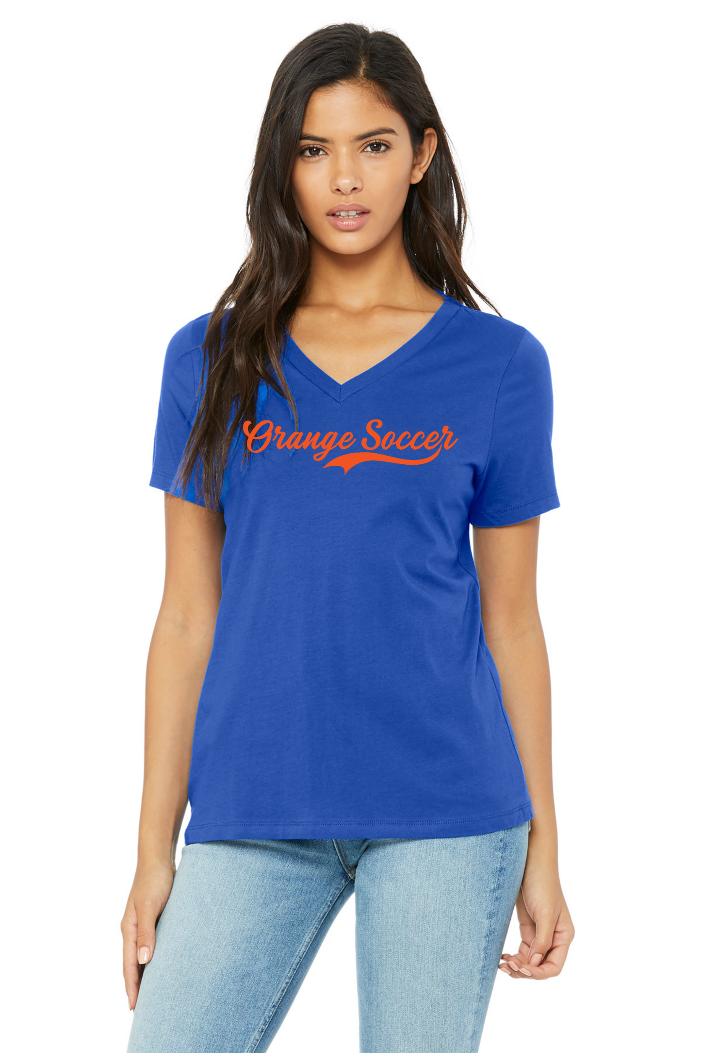 "Orange Soccer" Women's V-Neck Tee