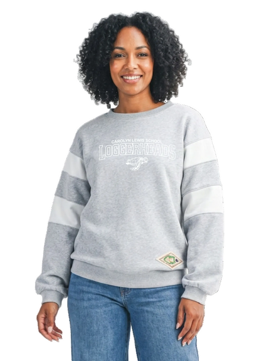 "Carolyn Lewis Loggerheads" Varsity Stripe Sweatshirt