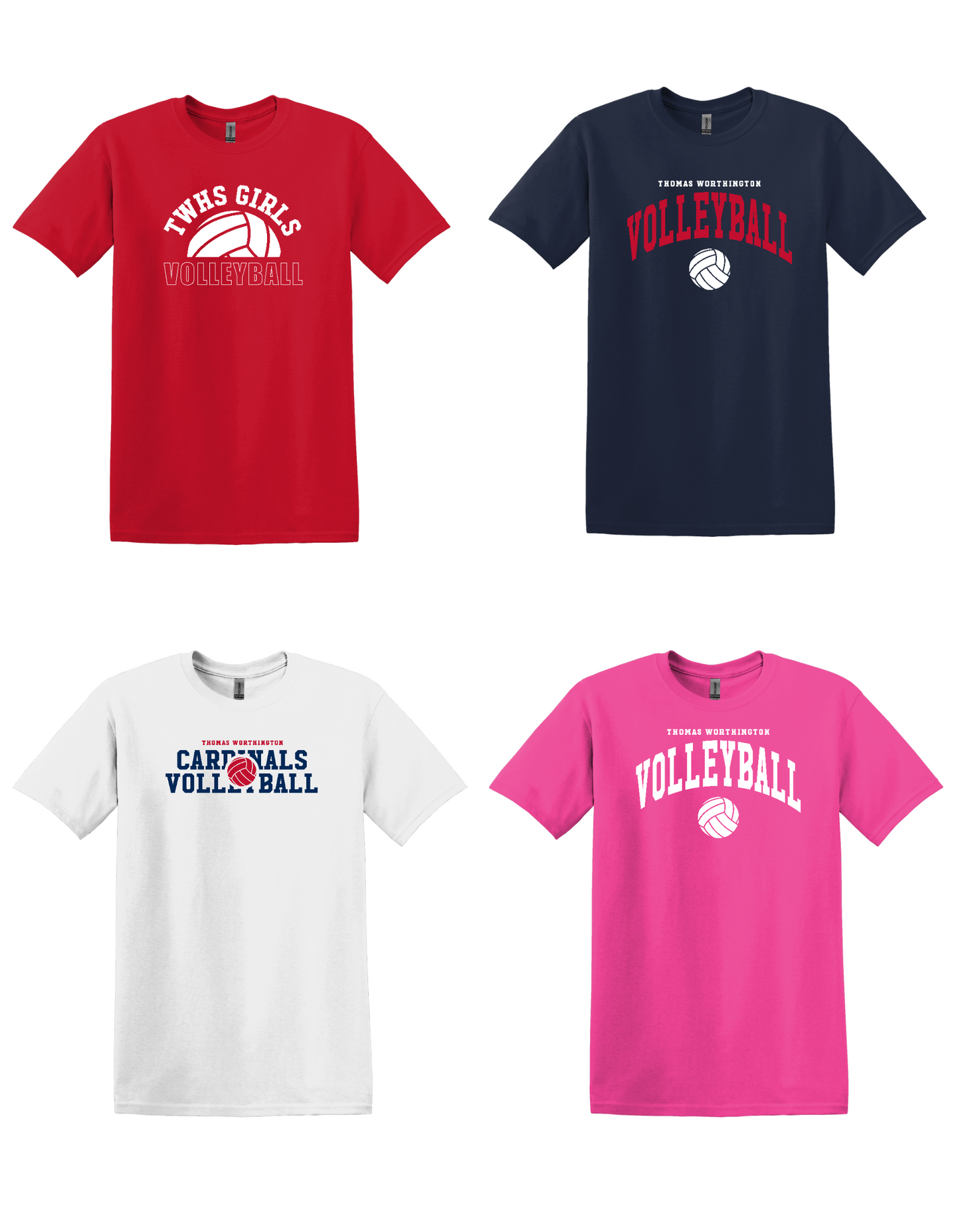 TWHS Girls Volleyball 2026 Practice Tee 4-Pack