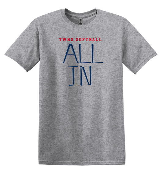 "TWHS Softball ALL IN" Unisex Softstyle Tee