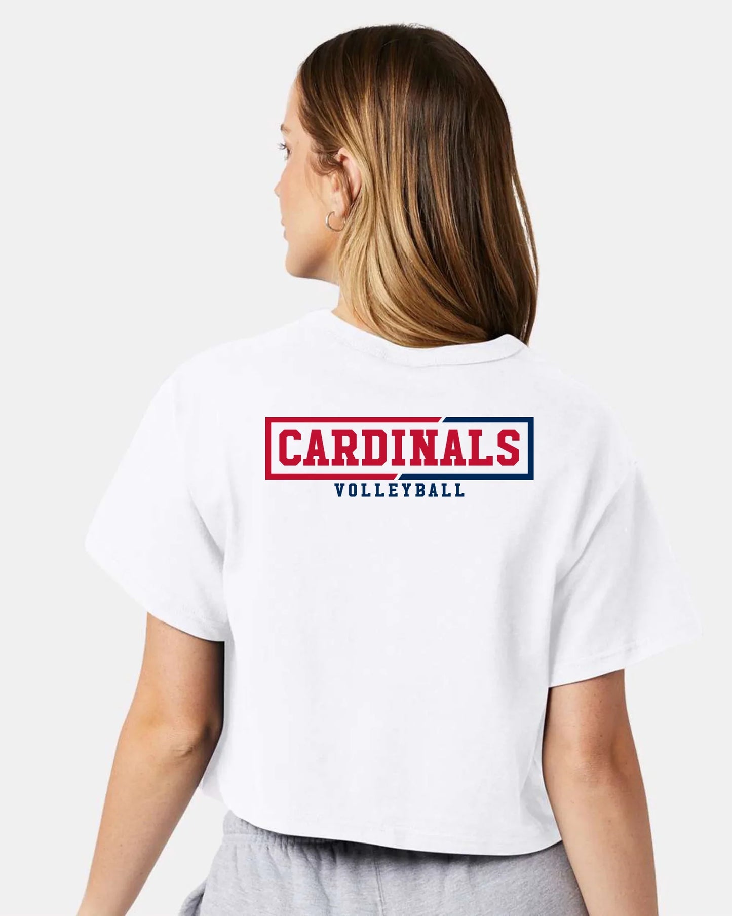 "Cardinals Volleyball" Champion Boxy Fit Crop Tee - Varsity92