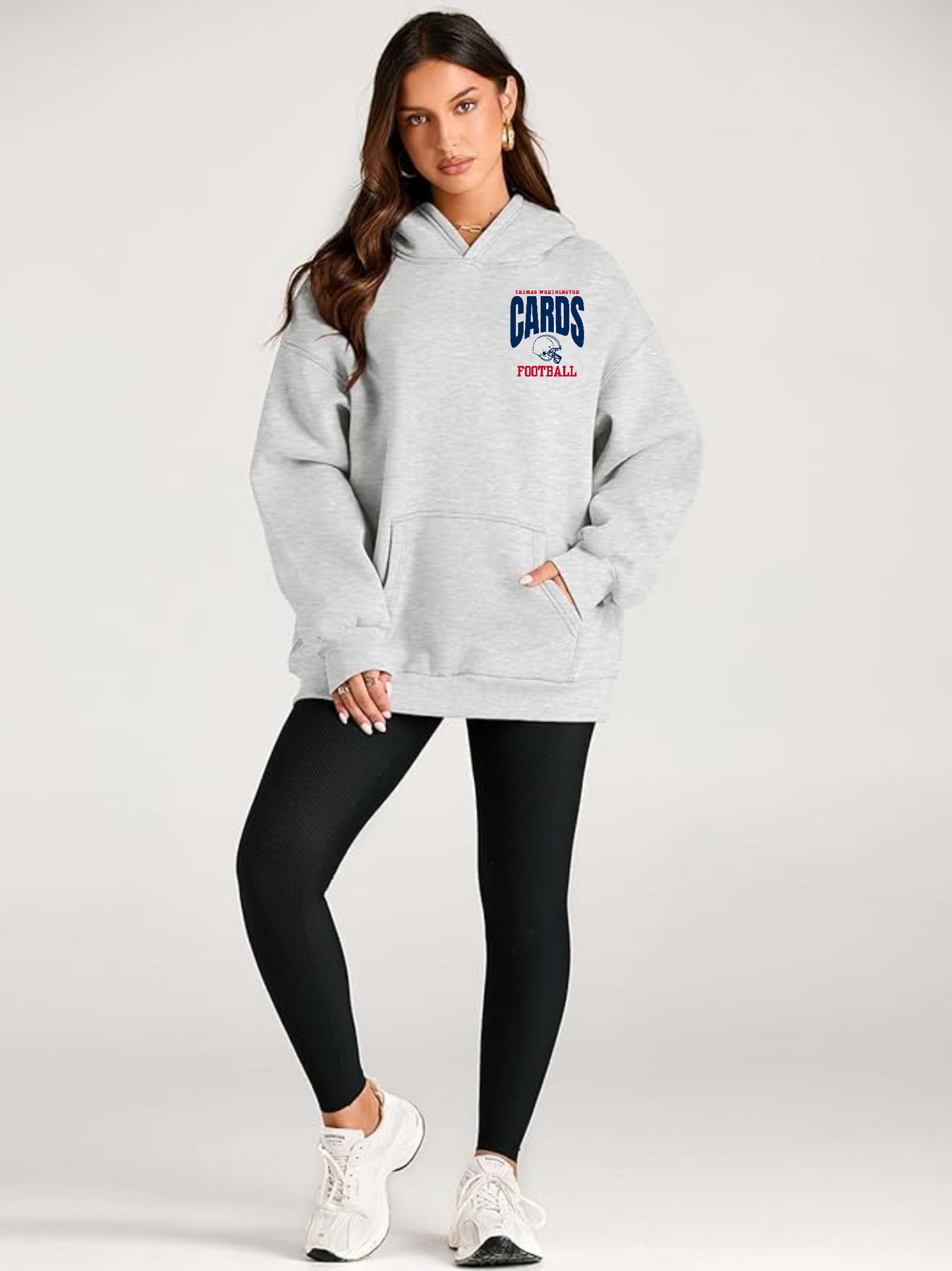 "Cards Football" Women's Oversized Hoodie - Sport Gray