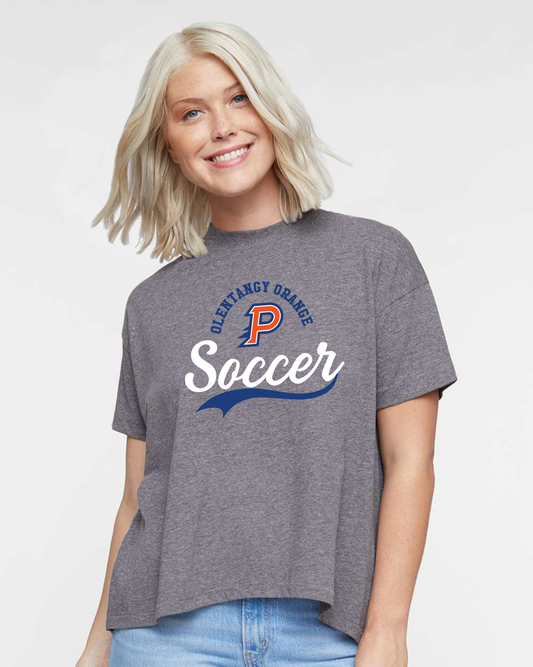 "Olentangy Orange Soccer" Hi-Lo Women's Relaxed Tee