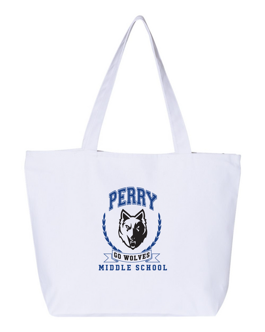 "Perry Middle School Go Wolves" Zippered Canvas Tote