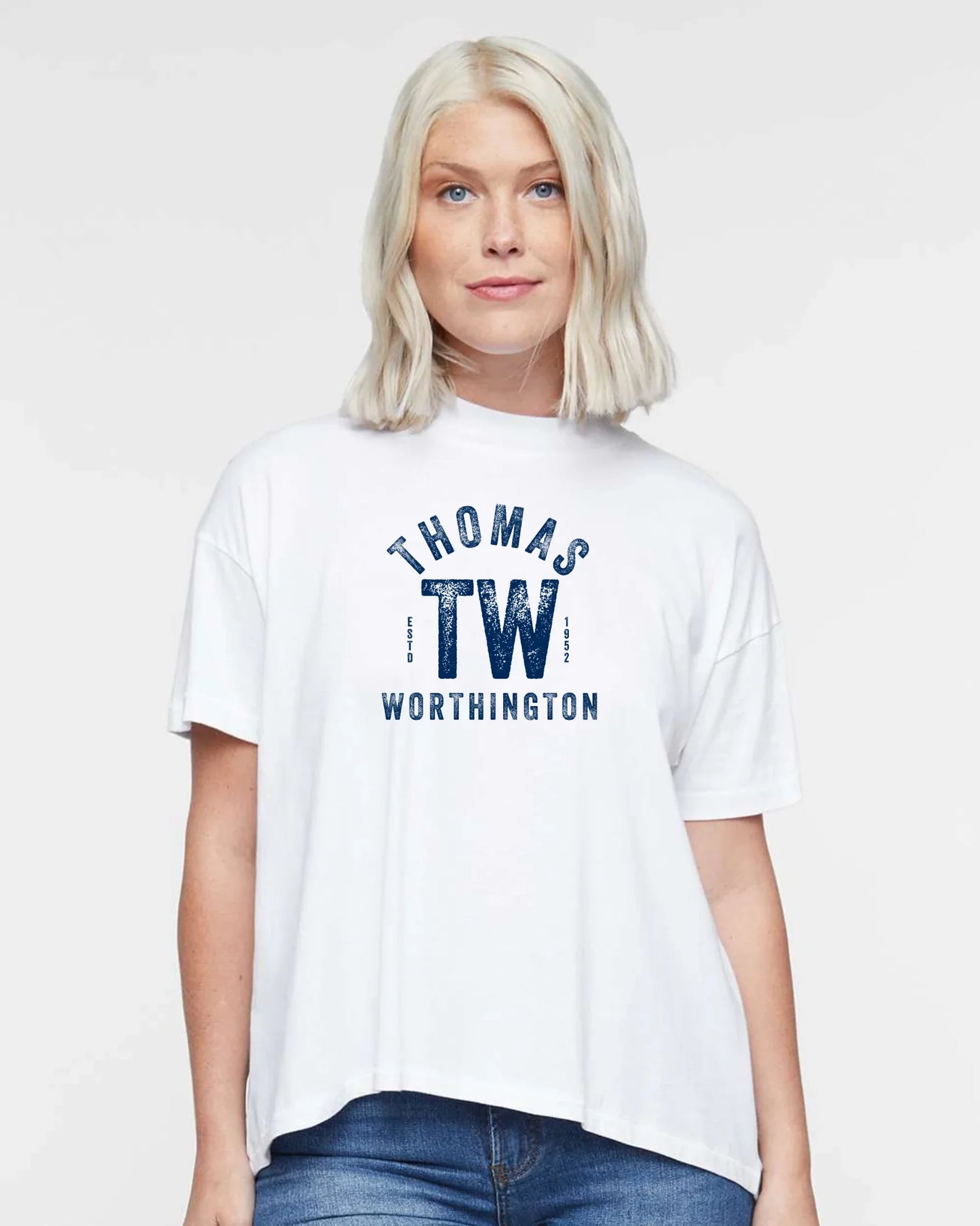 "Thomas Worthington TW" Hi-Lo Women's Relaxed Tee - Varsity92