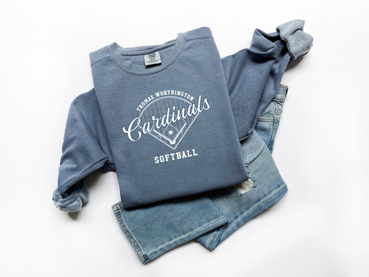 "Thomas Worthington Softball" Comfort Colors Women's Vintage Sweatshirt