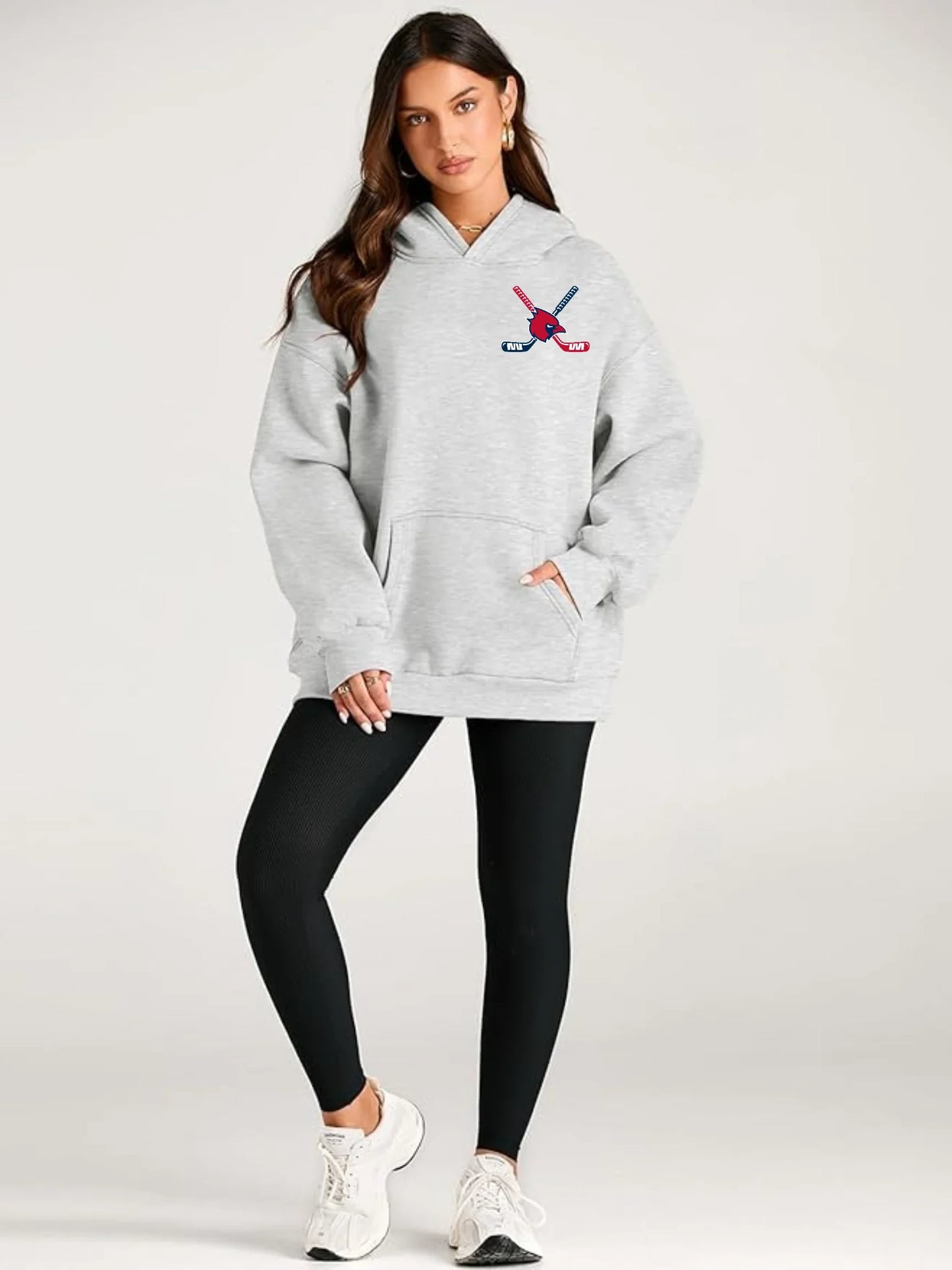 Thomas Worthington "Cardinal + Hockey Sticks + Cardinal Nation" Women's Oversized Hoodie - Varsity92