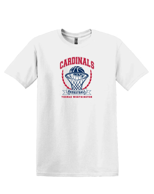 "Cardinals Basketball" Thomas Worthington Unisex Softstyle Tee - Varsity92