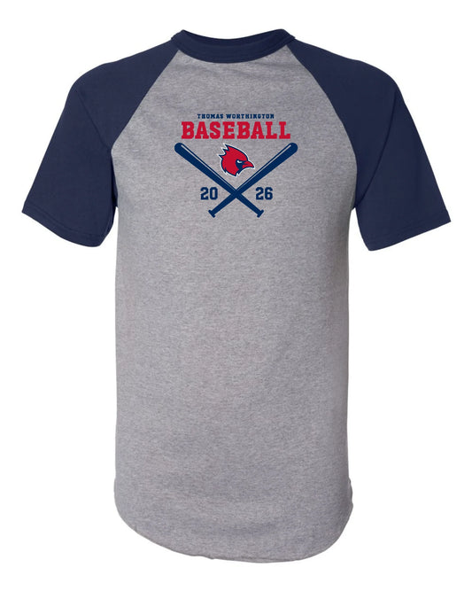 "Thomas Worthington Baseball" Men’s Raglan Tee - Varsity92