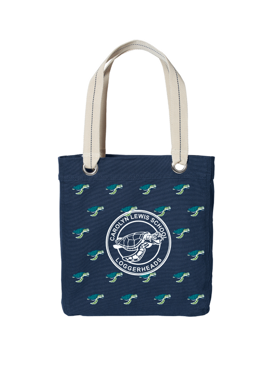 "Carolyn Lewis School" Turtle Print Canvas Tote