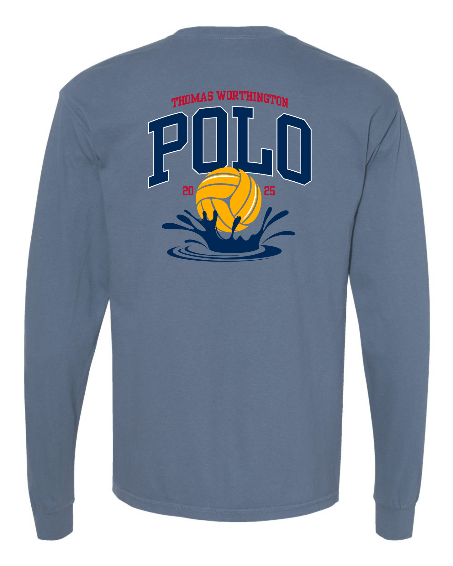 "Thomas Worthington Water Polo" Splash Comfort Colors Unisex Vintage Long Sleeve Tee
