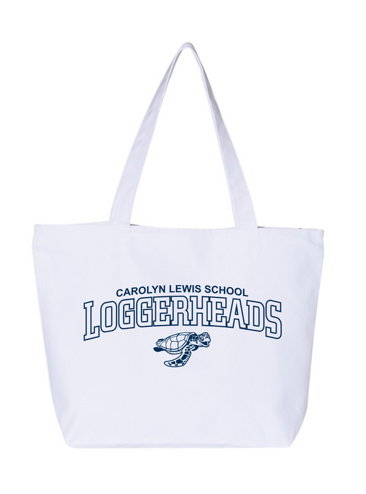 "Carolyn Lewis Loggerheads" Zippered Canvas Tote