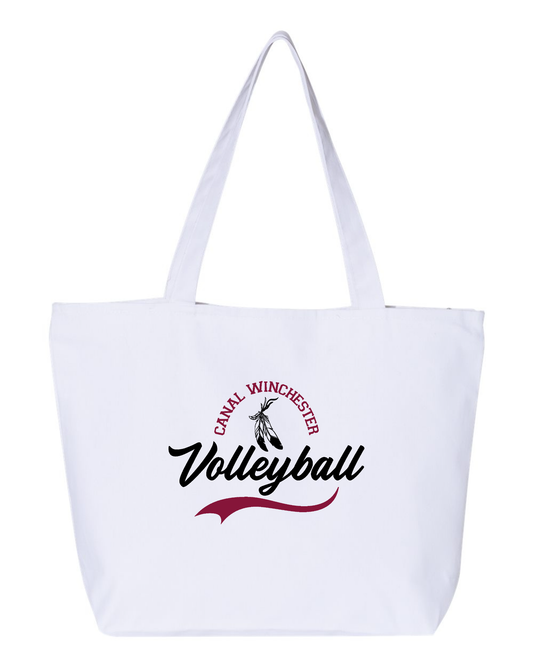 "Canal Winchester Volleyball" Script Zippered Canvas Tote