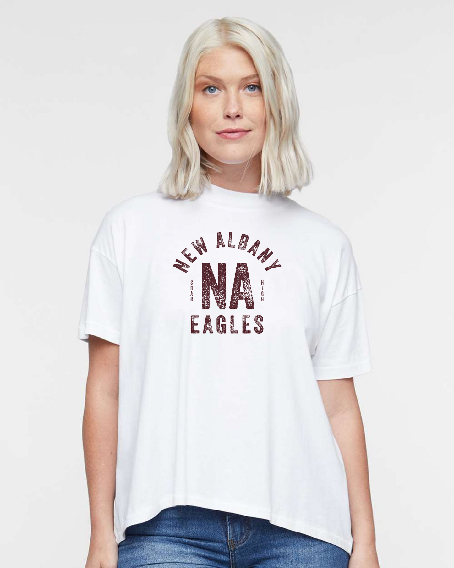 "New Albany NA Eagles" Hi-Lo Women's Relaxed Tee