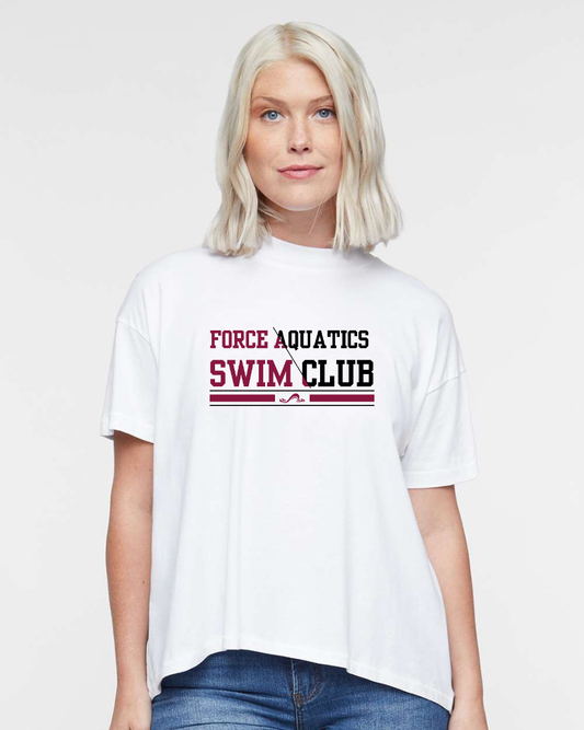 "Force Aquatics Swim Club" Hi-Lo Women's Relaxed Tee