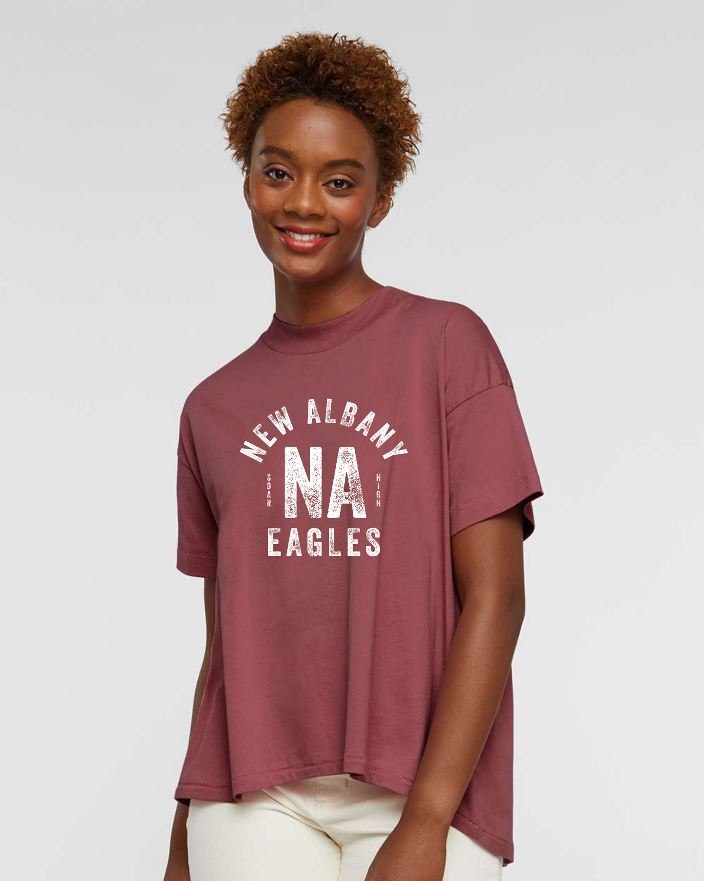 "New Albany NA Eagles" Hi-Lo Women's Relaxed Tee