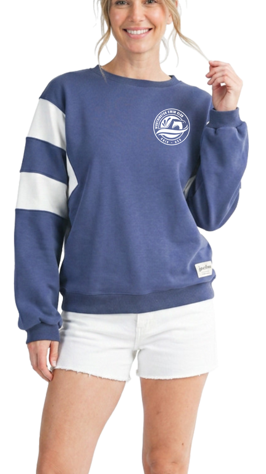 "Worthington Swim Club" Varsity Stripe Sweatshirt