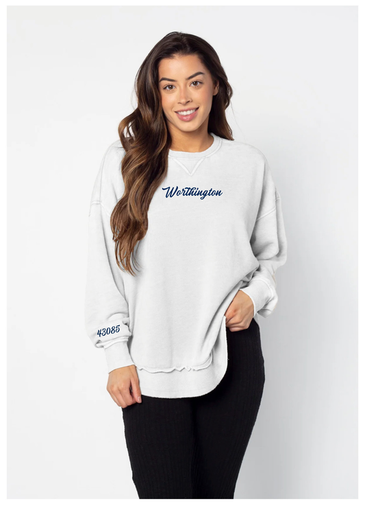 “Worthington 43085” Ohio Embroidered Women’s Campus Crew