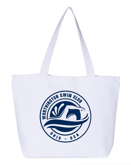 "Worthington Swim Club" Zippered Canvas Tote