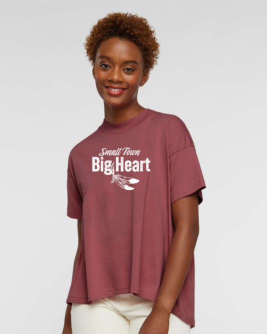 "Small Town Big Heart" Hi-Lo Women's Relaxed Tee