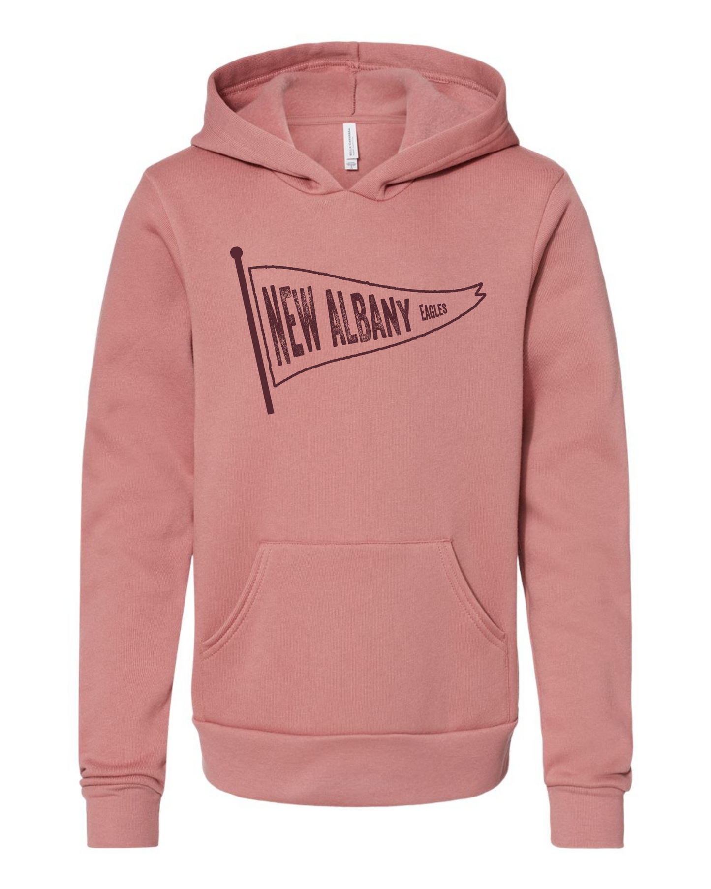 "New Albany Eagles" Pennant + "Soar High" on Hood YOUTH Super Soft Hoodie