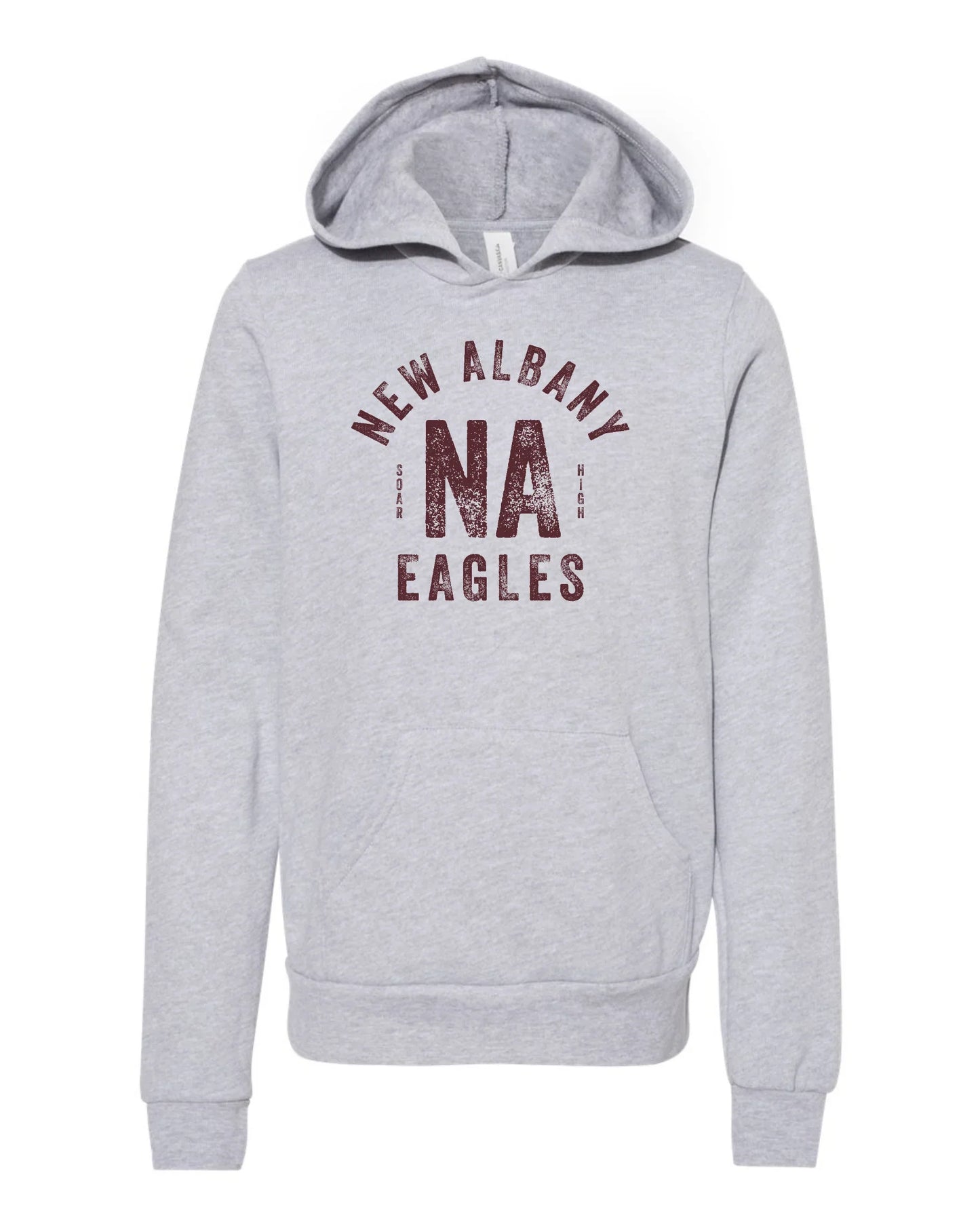 "New Albany NA Eagles" + Soar High" on Hood YOUTH Super Soft Unisex Hoodie - Varsity92