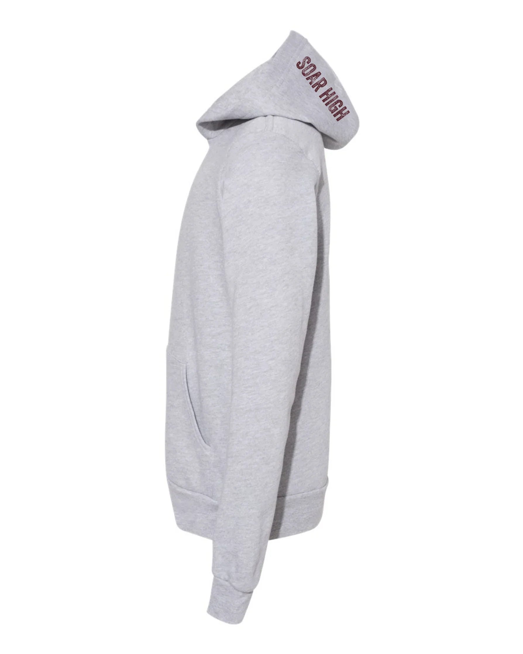 "New Albany NA Eagles" + Soar High" on Hood YOUTH Super Soft Unisex Hoodie - Varsity92