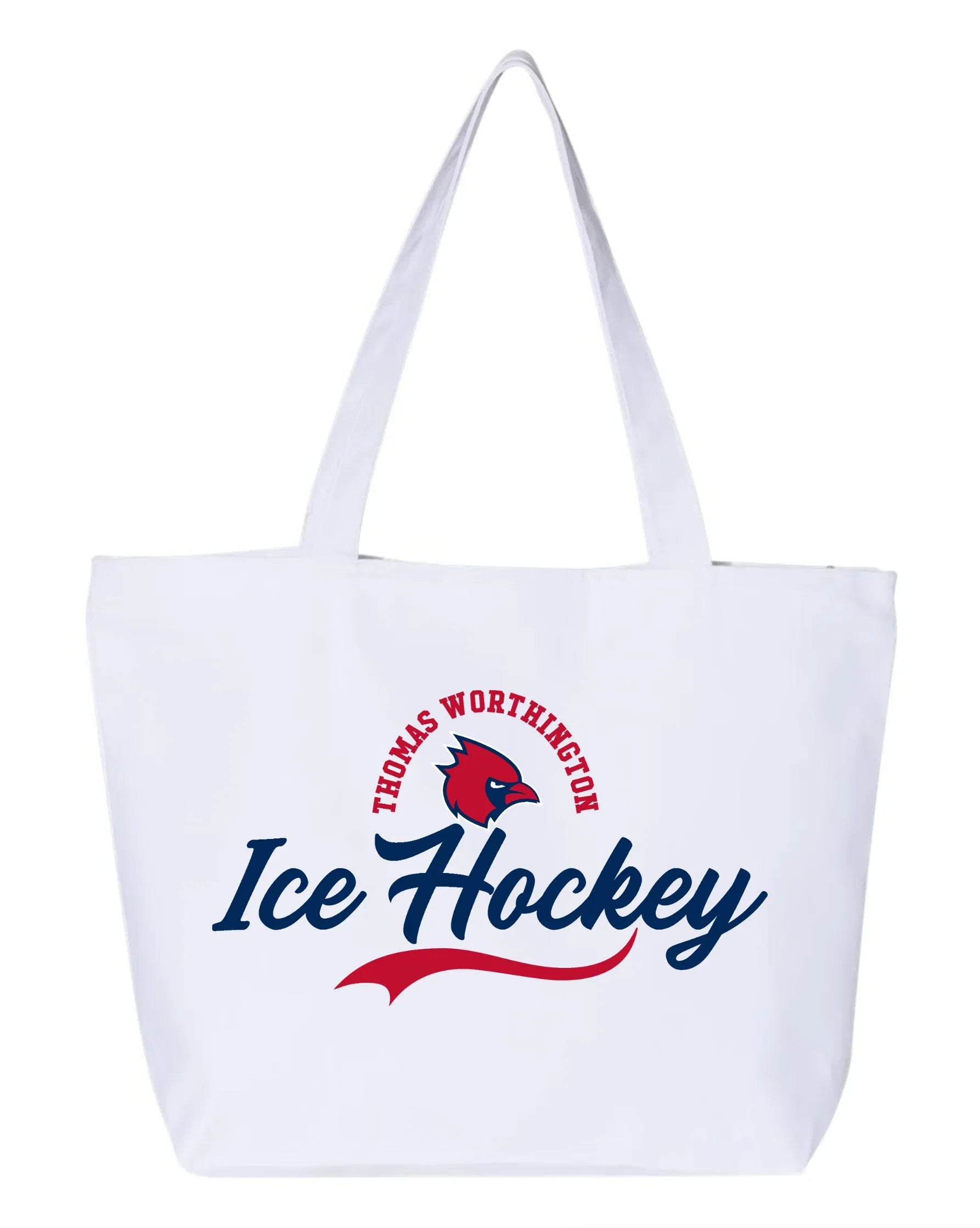 "Thomas Worthington Ice Hockey" Script Zippered Canvas Tote - Varsity92