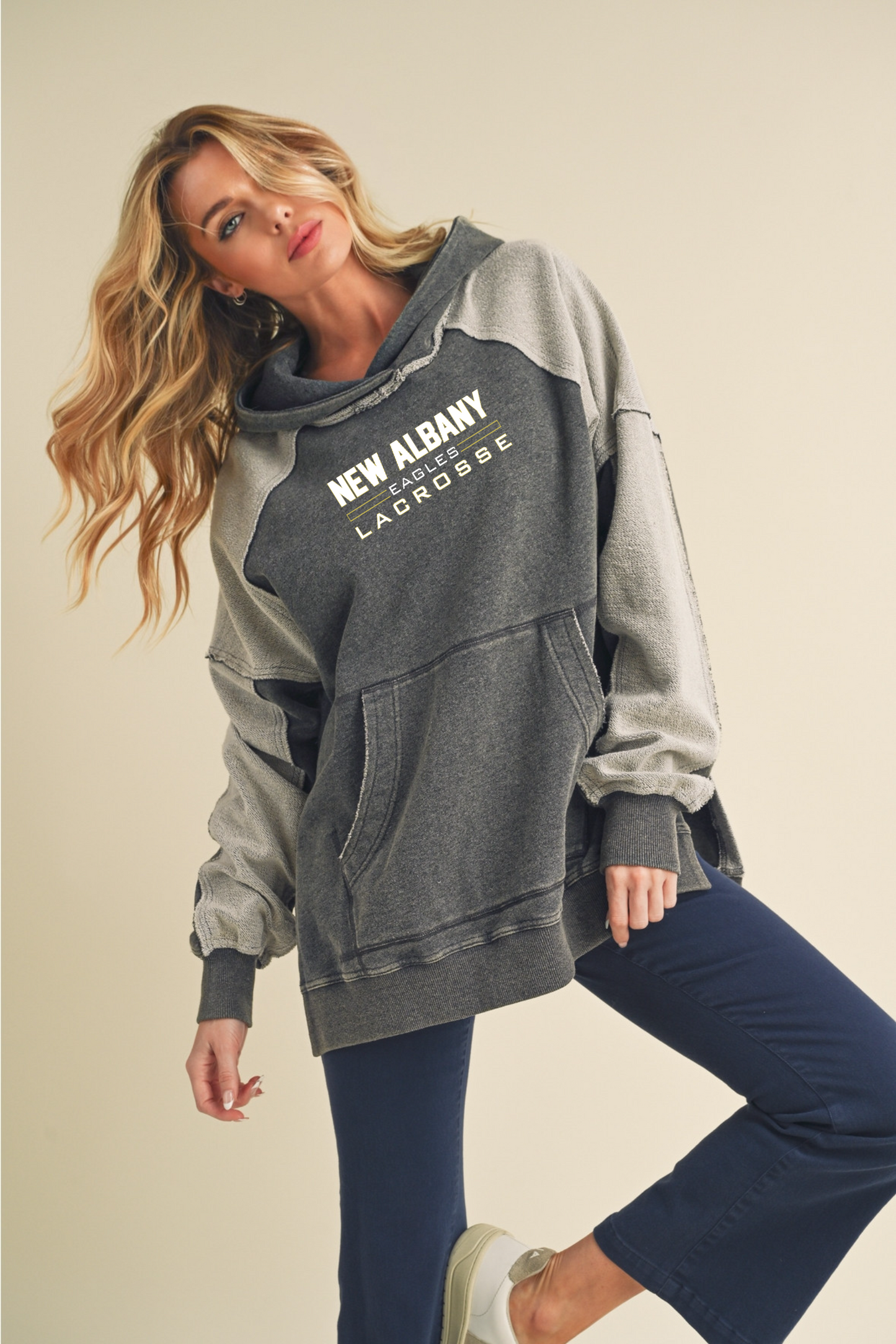 "New Albany Eagles Lacrosse”  Women's Relaxed Washed Hoodie