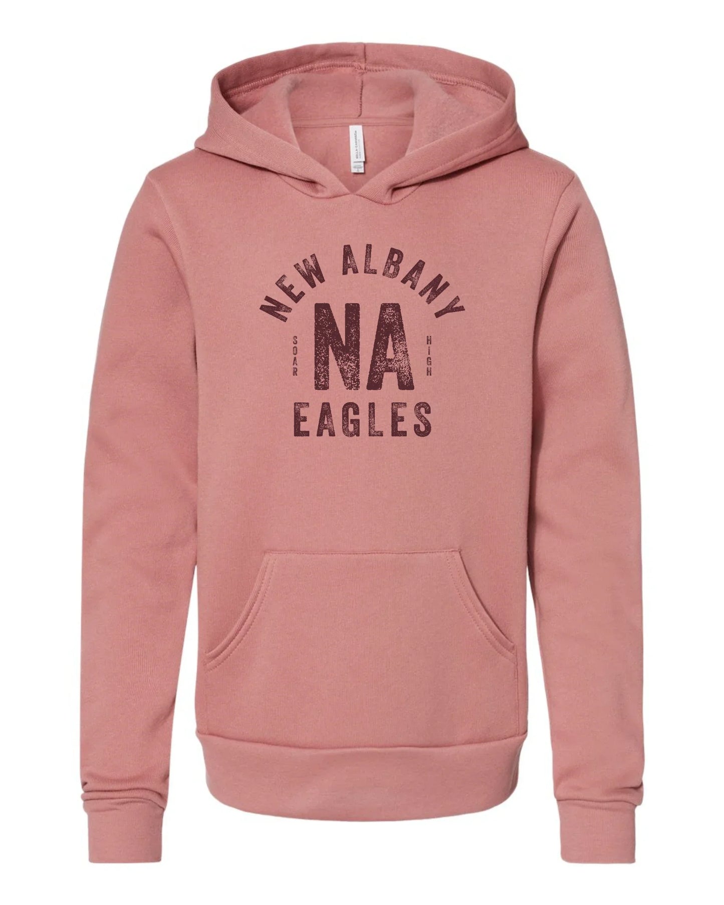 "New Albany NA Eagles" + Soar High" on Hood YOUTH Super Soft Unisex Hoodie - Varsity92
