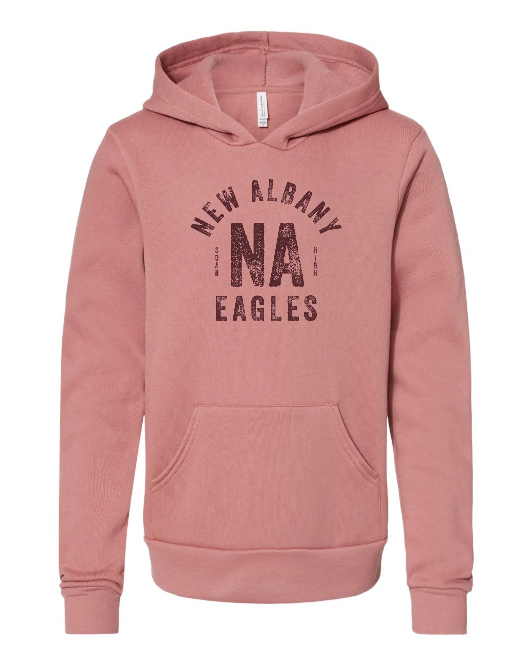 "New Albany NA Eagles" + Soar High" on Hood YOUTH Super Soft Unisex Hoodie - Varsity92