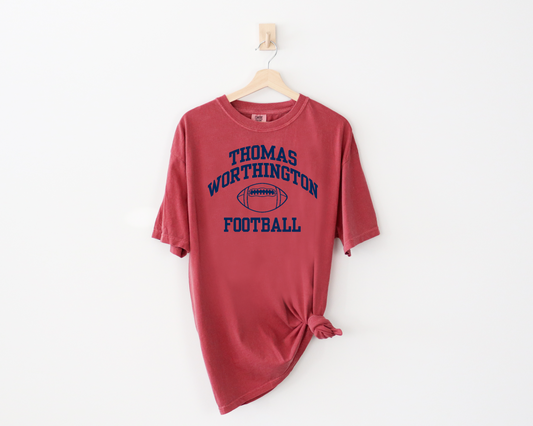 "Thomas Worthington Football" Comfort Colors Vintage Tee