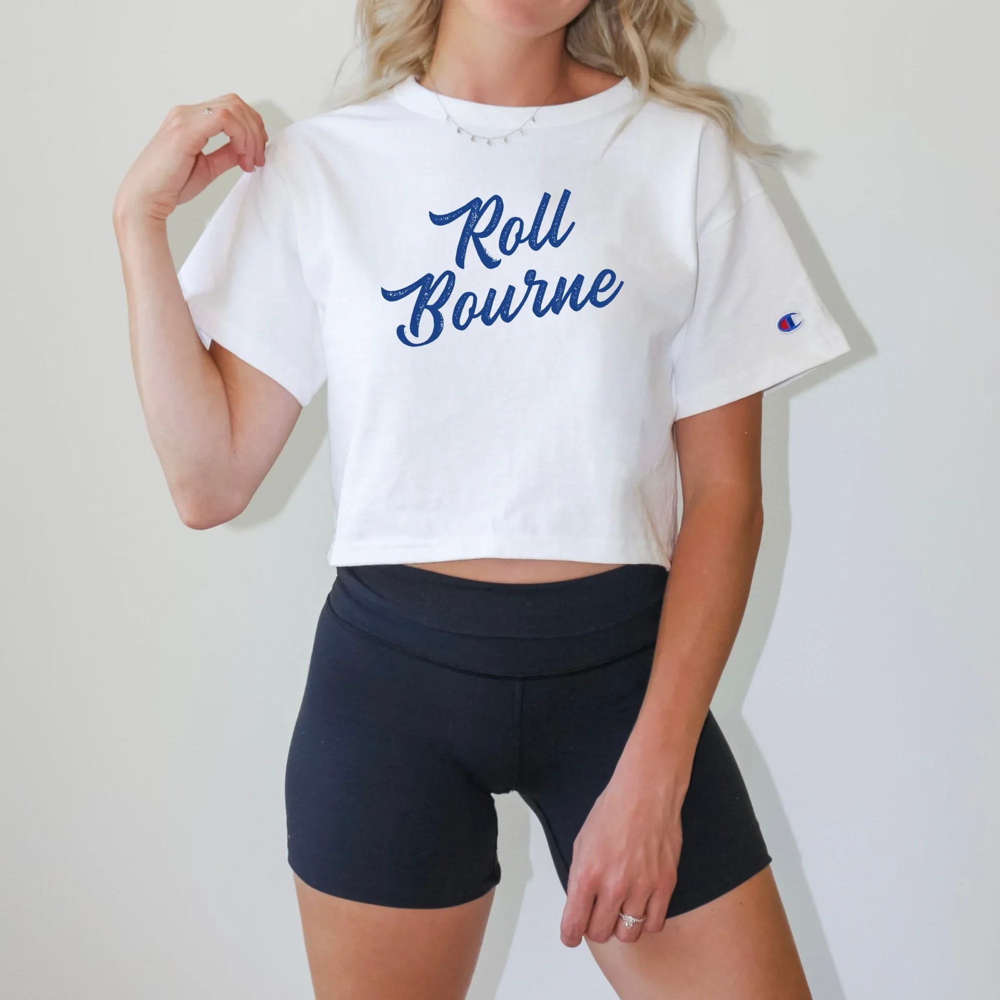 Worthington Kilbourne "Roll Bourne" Champion Boxy Fit Crop Tee - Varsity92