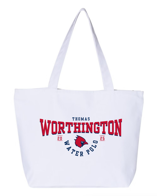 "Thomas Worthington 2025 Water Polo" Zippered Canvas Tote