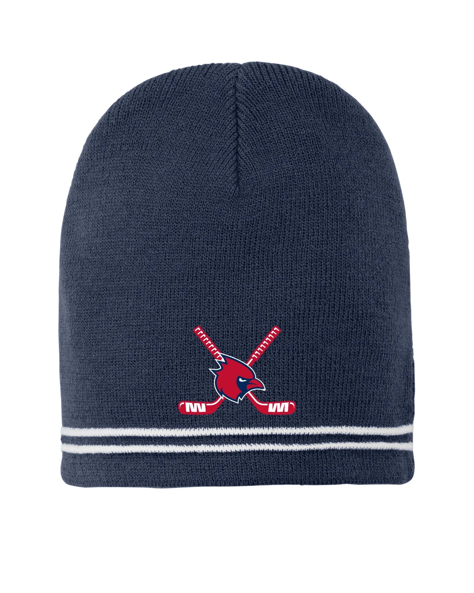 Thomas Worthington "Cardinal + Hockey Sticks" Ice Hockey Embroidered Knit Beanie - Varsity92